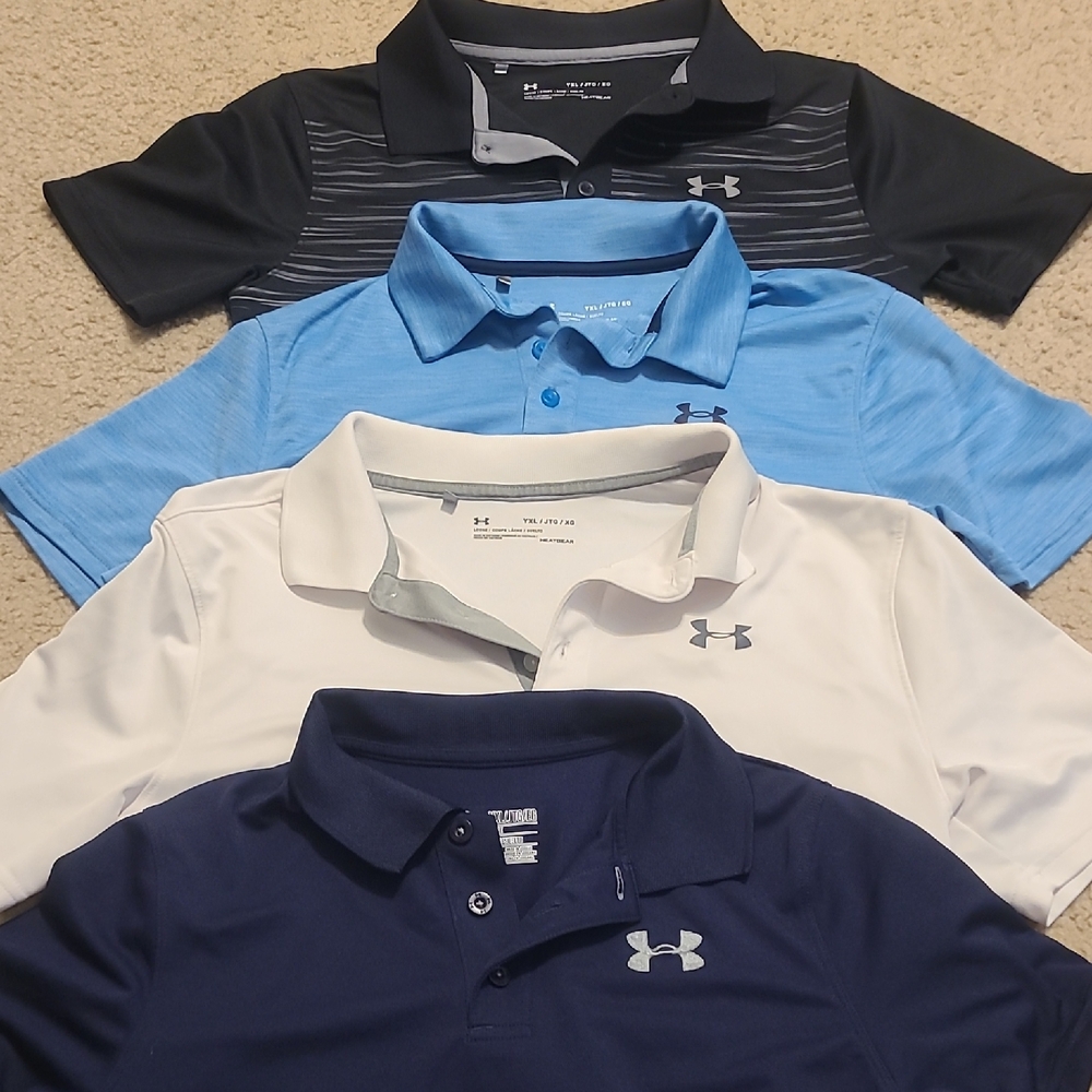 Under Armour Polo Shirt Collection - Black, Blue, White, Navy - Size Youth XL